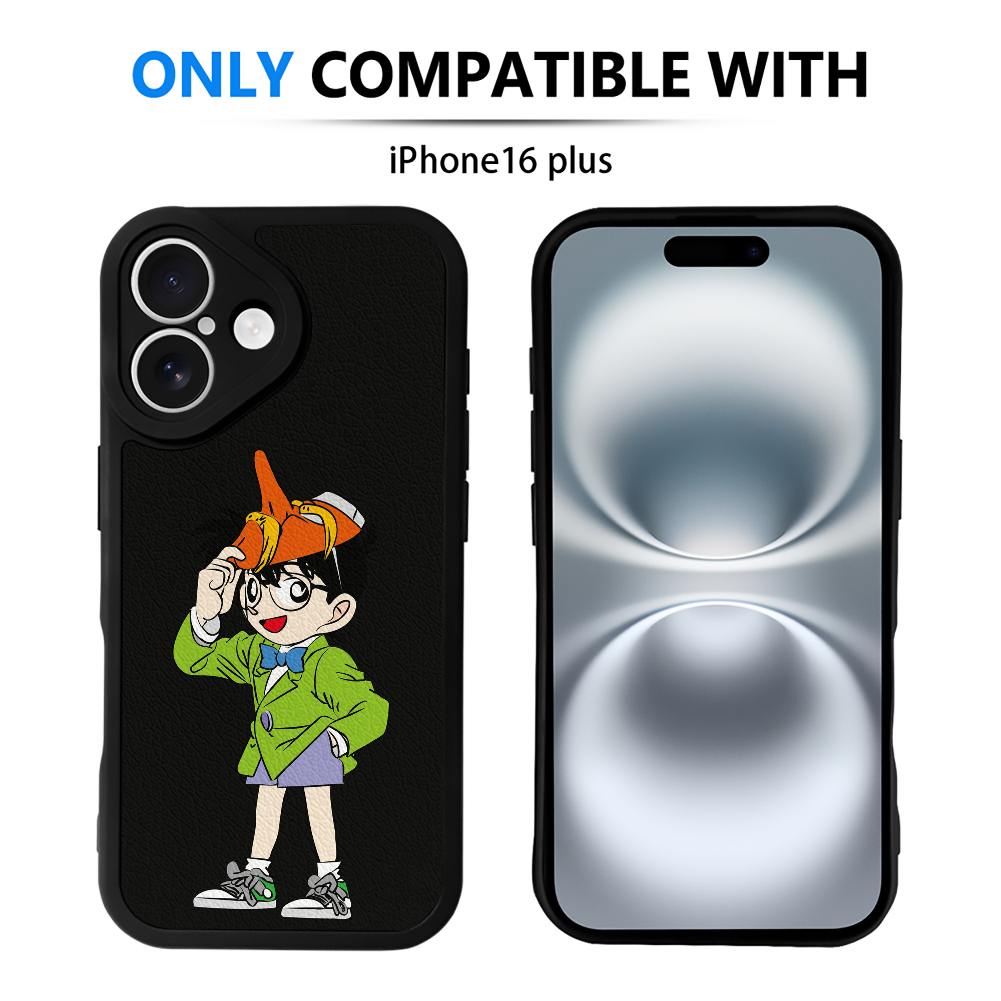 （画像用） 名探偵コナン 江戸川 コナン Detective Conan Conan Edogawa 【iPhone 16シリーズ対応】シリコンスマホケース（レザー調） 材質：シリコン